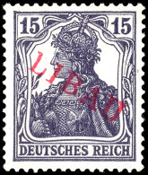 15 Pfg Germania Schwarzviolett Mit Rotem Aufdruck "LIBAU" In Type II, Tadellos Ungebraucht, Fotobefund Nagler VP... - Other & Unclassified