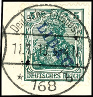 5 Pfg Germania Dunkelbläulichgrün Mit Violettblauem Aufdruck "LIBAU" In Type II, Tadellos Gestempelt Auf... - Other & Unclassified