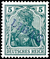 5 Pfg Germania Dunkelbläulichgrün Mit Violettblauem Aufdruck "LIBAU" In Type II, Tadellos Ungebraucht,... - Other & Unclassified