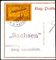 1913, Flugmarke "Zeppelin Sonderflüge Zwischen Liegnitz, Bunzlau, Frankenstain Und Haida", Bräunlichrot... - Luft- Und Zeppelinpost