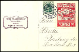 1913, 25 Pfg Flugmarke "Sonderflug Mühlhausen-Feldberg Und Zurück" In Rot, Mischfrankatur Mit 5 Pfg... - Airmail & Zeppelin