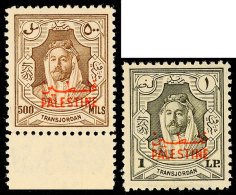 1948, Palästina-Aufdruck Auf 500 M Und 1 Pfund, Die Beiden Spitzenwerte Postfrisch Kabinett, Mi. 180,-,... - Jordanien