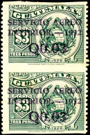 0,03 Q. Auf 3 P Flugpostmarke 1932, Abart "senkrechtes Paar, Waagerechte Ungezähnt", Postfrisch - Gummierung... - Guatemala