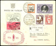 1934, Erstflug Vatikan- Rom - Buenos Aires, Frankierter R-Brief Vom 26.1. Via Rom Mit Flugpost-Aufdruckmarke 5 L.... - Other & Unclassified