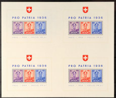 Blockausgabe "Pro Patria 1936", Großbogen Zu Vier Blocks, Tadellos Postfrisch, Mi. 370.-, Katalog: Bl.2 GB... - Sonstige & Ohne Zuordnung