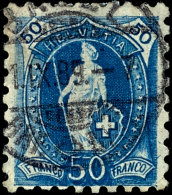 50 C. Blau, Zähnung B, Farbfrisches Exemplar Mit Zentrischem Stempel "BASEL 1.IX.89", Eckzahnbug, Gepr.... - Sonstige & Ohne Zuordnung