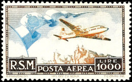 1000 Lire Flugpostmarke, Flugpost-Ausgabe 1951, Tadellos Ungebraucht, Auflage Nur 10.924 Exemplare, Mi. Für **... - Other & Unclassified