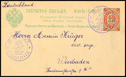 10 K. Rot/grün, Kartenbrief, Mit Violetten Stempel Von "SMYRNA 26 APR. 1902" Nach Wiesbaden, Innen Viel... - Sonstige & Ohne Zuordnung