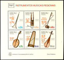 1986, Musikinstrumenten-Block, Tadellos, Mi. 300,--, Katalog: Bl. 4 **1986, Musical Instruments Souvenir Sheet,... - Macau