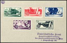 1935, Schuschnigg-Vignetten 5 G. Bis 1 S., Tadellos Verklebt Auf Karte Mit Vierzeiligem Violetten Stempel... - Other & Unclassified