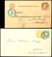 2 Kr. Gelb Bzw. 3 Kr Grün, Franz Joseph, Als Zusatzfrankatur Auf GA-Umschlag 3 Kr., Bzw. GA-Karte 2 Kr.,... - Sonstige & Ohne Zuordnung