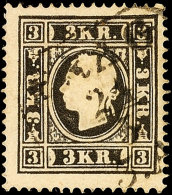 3 Kr. Schwarz, Tadellos, Gestempelt, Sign. Ebel, Katalog: 11II O3 Kr. Black, In Perfect Condition, Used, Signed... - Sonstige & Ohne Zuordnung