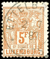 5 Fr. Braunorange, Gestempelt "ETTELBR(ÜCK) 2/7 87", Mi. 200,-, Katalog: 56A O5 Fr. Brown Orange, Used... - Other & Unclassified