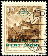 1,20 Fr. Mit Aufdruck, Gez. L 11½, Gestempelt VADUZ 9.XI.3?, Mi. 580,-, Katalog: 8B O1, 20 Fr. With... - Sonstige & Ohne Zuordnung