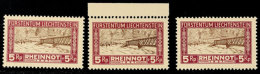 5 Rp. Rheinnot, 2 Versch. Plattenfehler Und Retusche, 3 Werte Postfrisch, Mi. 560.-, Katalog: 78I/III **5 Rp.... - Other & Unclassified