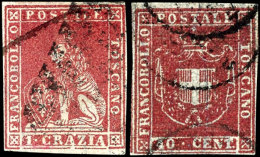 1 Crazia Rot Und 40 C. Karmin, Je Allseits Vollrandig, 40 C. Teils überrandig, Gestempelt, Sign., Mi. 550,-,... - Tuscany