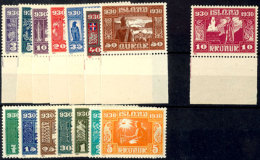 1930, "Allthing" Kpl. Postfrisch Ohne Dreiecksmarke. Dabei 8 Unterrandstücke, Mi. 660,--, Katalog: 125/39... - Other & Unclassified