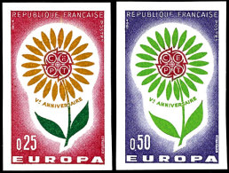 1964, 0,25 Und 0,50 Fr. Europamarken, Abart  "ungezähnt", Tadellos Postfrisch, Maury 165.-, Katalog: 1490/91U... - Sonstige & Ohne Zuordnung