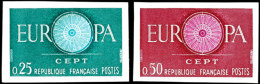 1960, 0,25 Und 0,50 Fr. Europamarken, Abart "ungezähnt", Tadellos Postfrisch, Maury 165.-, Katalog: 1318/19U... - Other & Unclassified