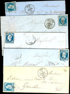 20 C. Blau, Napoleon III., 6 Briefe Verschiedener Orte, Durchwegs Voll- Bis Breitrandig, Teils Versch. Farbnuancen,... - Other & Unclassified