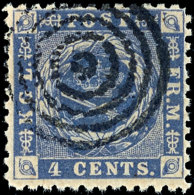 4 C. Blau, Sehr Gut Gezähnt Und Zentrisch Mit Klarem 4-Ringstempel Mit Punkt, Mi. 450,-, Katalog: 4A O4 C.... - Dänisch-Westindien