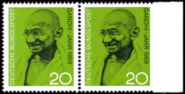 20 Pfg "Gandhi Jahr 1989", Abart "rechts Ungezähnt", Waagerechtes Paar Vom Rechten Bogenrand Mit Links... - Sonstige & Ohne Zuordnung
