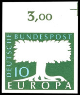 10 Pfg Europa 1957, Abart "ungezähnt", Oberrandstück, Tadellos Postfrisch, Unsigniert, Fotoattest H.-D.... - Sonstige & Ohne Zuordnung