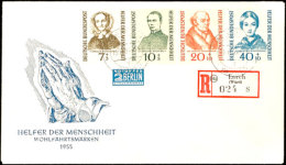 1955, Wohlfahrt Kpl. Auf Schmuck-FDC, Tadellos, Mi. 120,--, Katalog: 222/25 FDC1955, Welfare Complete On... - Sonstige & Ohne Zuordnung