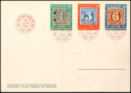 10 Bis 30 Pf., 100 Jahre Briefmarken, 3 Werte Kpl. Auf Ansichtskarte Mit Rotem ESST, Mi. 200,-, Katalog: 113/15... - Sonstige & Ohne Zuordnung