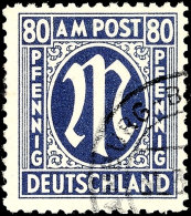 80 Pfg AM-Post, A-Farbe, A-Zähnung, Gestempeltes Bedarfsstück, Gepr. Hettler BPP, Mi. 500.-, Katalog:... - Andere & Zonder Classificatie