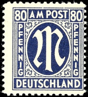 80 Pfg AM-Post, B-Zähnung, Postfrisch, Gepr. Hettler BPP, Mi. 200.-, Katalog: 34B **80 Pfg First Issue Of... - Sonstige & Ohne Zuordnung