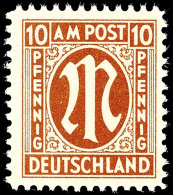10 Pfg AM-Post, Deutscher Druck, Zähnung D, Papier Z, Tadellos Postfrisch, Unsigniert, Fotoattest A. Schlegel... - Other & Unclassified