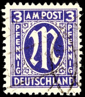 3 Pf AM-Post In Type BDz Tadellos Gestempelt, Gepr. Hettler BPP, Mi. 750.-, Katalog: 17bDz O3 Pf First Issue Of... - Andere & Zonder Classificatie