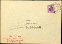 12 Pfg. Engl. Druck Auf Brief Aus DÜSSELDORF 22.9.45 Nach Bad Reichenhall Mit Violettem L3 "Zurück/z.Zt.... - Other & Unclassified