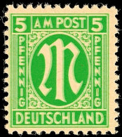 5 Pf. Grün, Doppeldruck, Tadellos Postfrisch, Gepr. Schlegel BPP, Mi. 250,-, Katalog: 3zDD **5 Pf. Green,... - Other & Unclassified