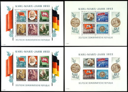 Marx-Blöcke, 4 Stück Kpl., Postfrisch, Mi. 360,-, Katalog: Bl.8/9AB **Marx Souvenir Sheets, 4 Pieces... - Sonstige & Ohne Zuordnung