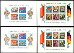 Marx-Blöcke, 4 Stück Kpl., Postfrisch, Mi. 360,-, Katalog: Bl.8/9AB **Marx Souvenir Sheets, 4 Pieces... - Sonstige & Ohne Zuordnung