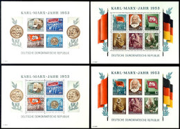 Marx-Blöcke, 4 Stück Kpl., Postfrisch, Mi. 360,-, Katalog: Bl.8/9AB **Marx Souvenir Sheets, 4 Pieces... - Other & Unclassified