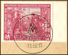 1950, Leipziger Messe 30+14 Pf. Mit Plattenfehler Auf Briefstück, Tadellos Mit Sonderstpl., Mi. 200,--,... - Sonstige & Ohne Zuordnung