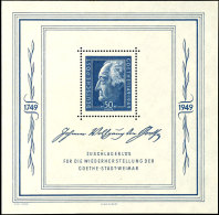 Goethe-Block, Postfrisch, Mi. 150,-, Katalog: Bl. 6 **Goethe Souvenir Sheet, Mint Never Hinged, Michel 150,-,... - Other & Unclassified