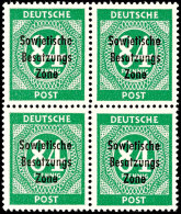 84 Pfennig Ziffernserie Mit Bdr.-Aufdruck "Sowjetische Besatzungs Zone", B-Farbe, Viererblock, Tadellos Postfrisch,... - Other & Unclassified