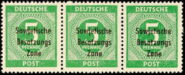 5 Pfennig Ziffernserie Mit Bdr.-Aufdruck "Sowjetische Besatzungs Zone", B-Farbe, Waagerechter Dreierstreifen,... - Other & Unclassified