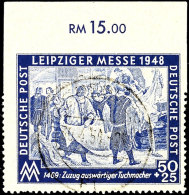 50 Pfg. Leipziger Herbstmesse 1948 Oben Ungezähnt, Oberrandstück, Gestempelt Mit Letzttag-Datum, Pracht,... - Other & Unclassified