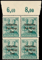16 Pfennig Arbeiterserie Mit Bdr.-Aufdruck "Sowjetische Besatzungs Zone", B-Farbe, Viererblock, Plattendruck,... - Other & Unclassified
