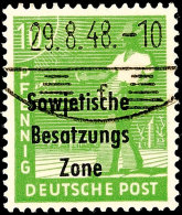 10 Pfennig Arbeiterserie Mit Bdr.-Aufdruck "Sowjetische Besatzungs Zone", C-Farbe, Tadellos Gestempelt, Gepr. Paul... - Other & Unclassified