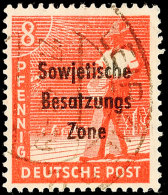 8 Pfennig Arbeiterserie Mit Bdr.-Aufdruck "Sowjetische Besatzungs Zone", B-Farbe, Tadellos Gestempelt, Gepr. Paul... - Other & Unclassified