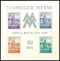 Blockausgabe "Leipziger Messe 1946", Wz. Y - Stufen Flach Steigend, Type I, Abart "doppelter Zudruck Der Grauen... - Other & Unclassified