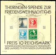 Blockausgabe "Weihnachten 1945", Papier T, Type I, Gestempelt "Tabarz (Thüringerw.) 18.12.45", Horizontale Und... - Sonstige & Ohne Zuordnung