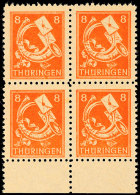 8 Pf. Orange Spargummi Im 4er-Block, Yy-Papier, Tadellos Postfrisch, Gepr. Ströh BPP, Mi 400.-, Katalog:... - Sonstige & Ohne Zuordnung
