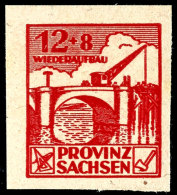 12+8 Pfg Wiederaufbau Dunkelrot Geschnitten Mit Doppeldruck Des Markenbildes, Tadellos Postfrisch, Unsigniert Mit... - Other & Unclassified